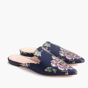 NWT J. Crew Pointed Toe Slides / Mules (Floral)
